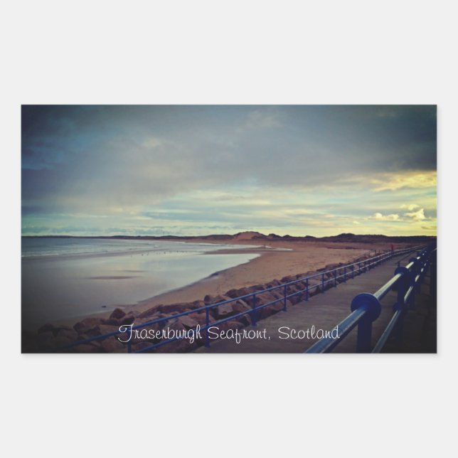 Fraserburgh Bay Seafront Walk, Schottland Rechteckiger Aufkleber (Vorderseite)