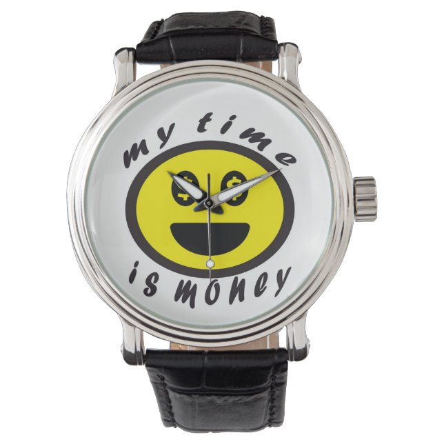 frases  positivas emoji my time is money armbanduhr (Vorderseite)