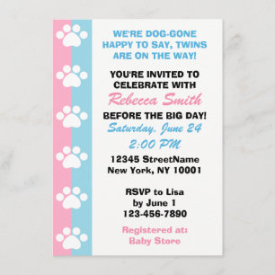 Fraternal Twins - Dog Themed Baby Dusche lädt ein Einladung