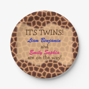 Fraternal Twins - Giraffe Themed Baby Dusche Pappteller