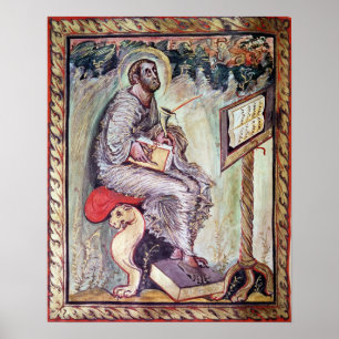 Frau 1 fol.90v St. Luke, aus den Ebbo-Evangelien Poster