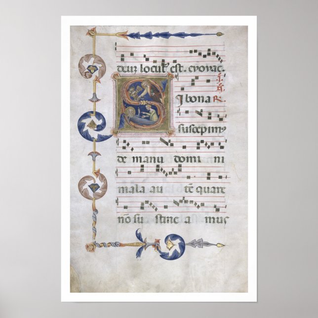 Frau 564 f.13v Page mit einer Historisierung der e Poster (Vorne)