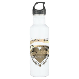 Frau "8th Bronze Wedding Anniversary" 3DHeartEmble Edelstahlflasche