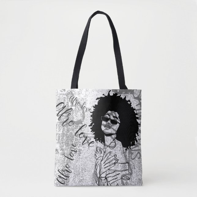 Frau Afro Liebe Graffiti Tasche (Vorderseite)