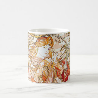 Frau Alphonse Mucha mit Gänseblümchen-Kunst Kaffeetasse