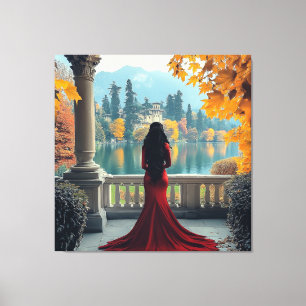 Frau am Comer See Italien Leinwandkunst Leinwanddruck