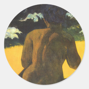 Frau am Meer von Paul Gauguin Runder Aufkleber