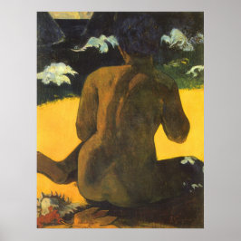 Frau am Meer von Paul Gauguin, Vintage Kunst Poster