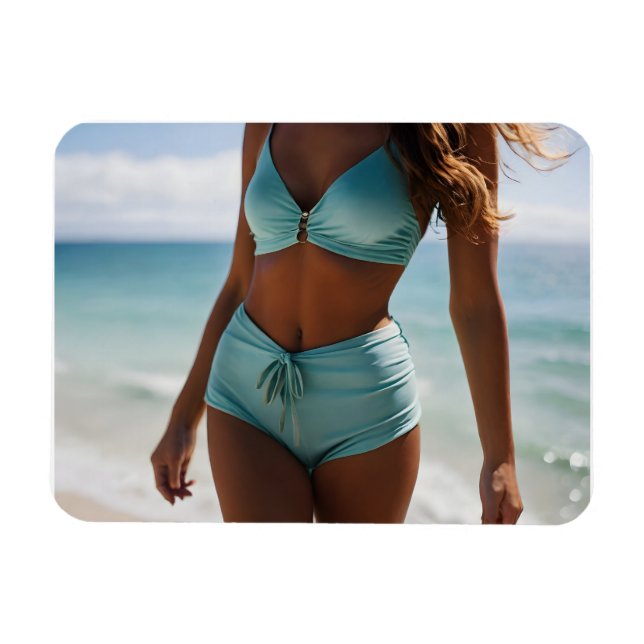 Frau am Strand Magnet (Horizontal)