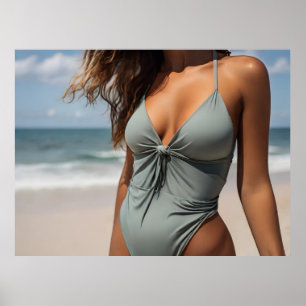Frau am Strand Poster
