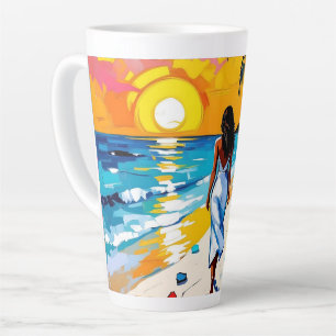 Frau am Strand Tropische Szene Milchtasse