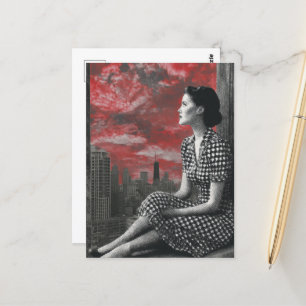 Frau an der Spitze der Stadt Postkarte