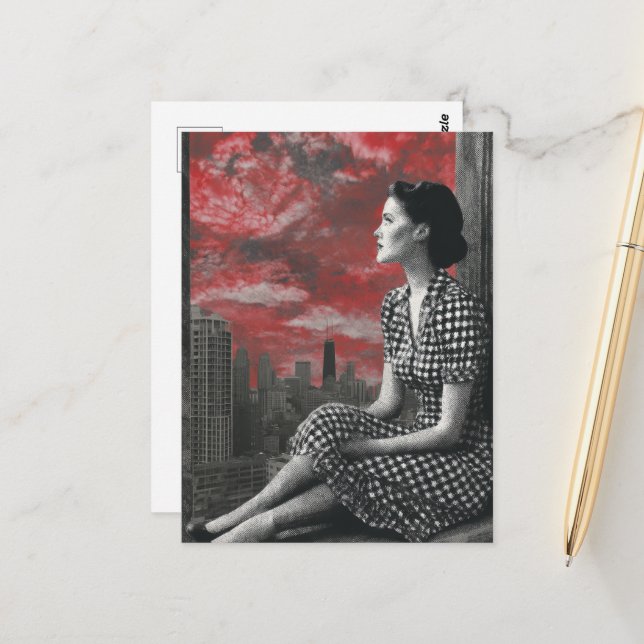 Frau an der Spitze der Stadt Postkarte (Vorderseite/Rückseite Beispiel)