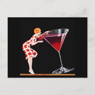 Frau Art Deco Cocktail Retro Vintage Stil Postkarte