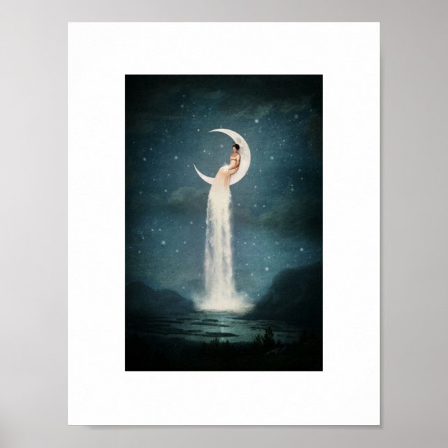 Frau auf der Mondkarte Poster (Vorne)