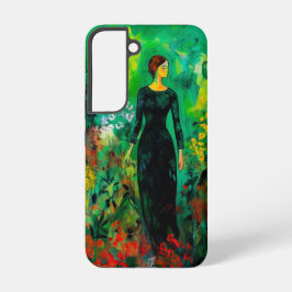 Frau auf der schönen grünen Wiese Samsung Galaxy Hülle
