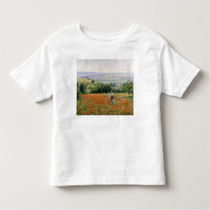 Frau auf einem Mohnblumen-Gebiet Kleinkind T-shirt