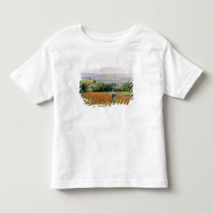 Frau auf einem Mohnblumen-Gebiet Kleinkind T-shirt