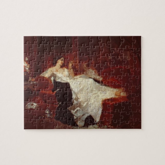 Frau auf einem roten Sofa (Horizontal)