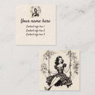 Frau auf einer Swing Swinger Calling Card Quadratische Visitenkarte