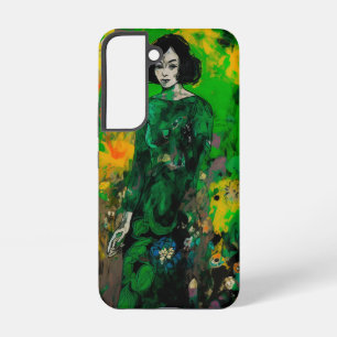 Frau auf farbenfrohem Feld Samsung Galaxy Hülle