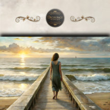 Frau auf Pier bei Sunset Decoupage