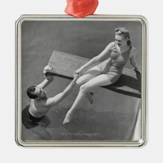 Frau auf Sprungbrett Ornament Aus Metall
