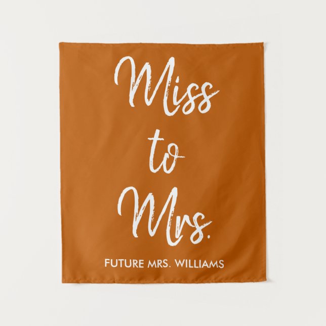Frau Backdrop Burnt Orange Brautparty Wandteppich (Vorderseite)
