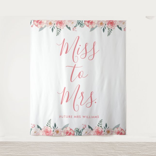 Frau Banner Floral Pink Brautparty Prop Wandteppich (Vorderseite)