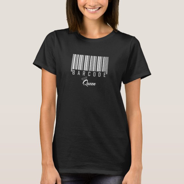 Frau Barcode Königin Garage Verkauf Käufer Einkauf T-Shirt (Vorderseite)