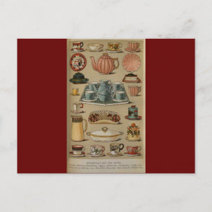 Frau Beeton Breakfast Tea China Geschirr Postkarte