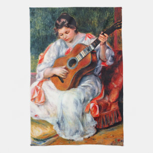 Frau beim Gitarrespielen von Pierre Renoir Küchentuch