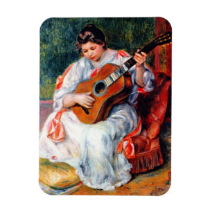 Frau beim Gitarrespielen von Pierre Renoir Magnet