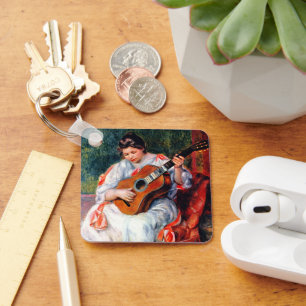 Frau beim Gitarrespielen von Pierre Renoir Schlüsselanhänger