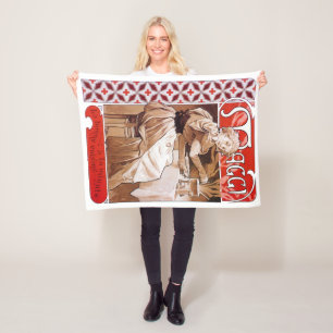 Frau beim Kochen, Alphonse Mucha Fleecedecke