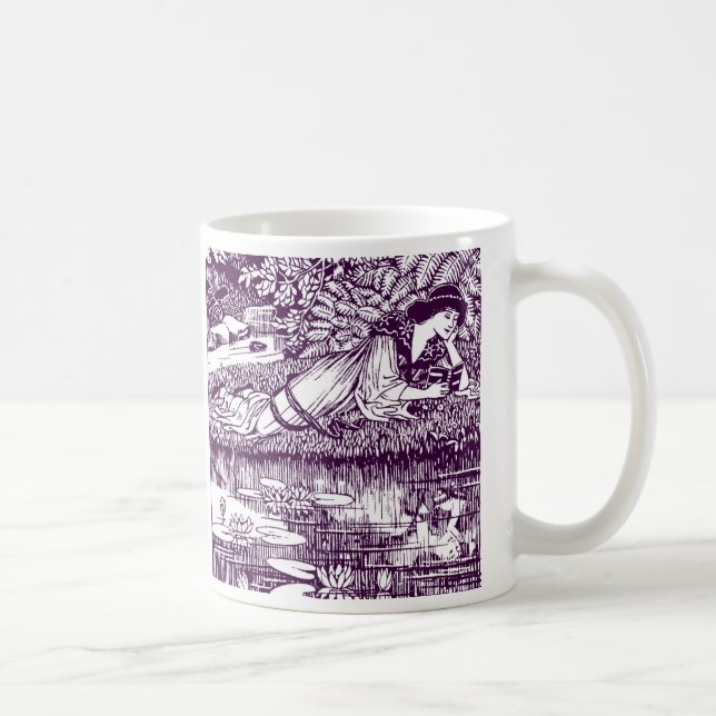 Frau beim Lesen an einem Teich Kaffeetasse (Rechts)