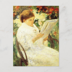 Frau beim Lesen in einem Garten von Mary Cassatt P Postkarte