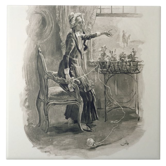 Frau Betsy Trotwood, von 'Charles Dickens: Ein Fliese (Vorderseite)