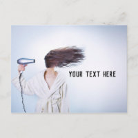 Frau blühen trockenes Haar Funny Postcard
