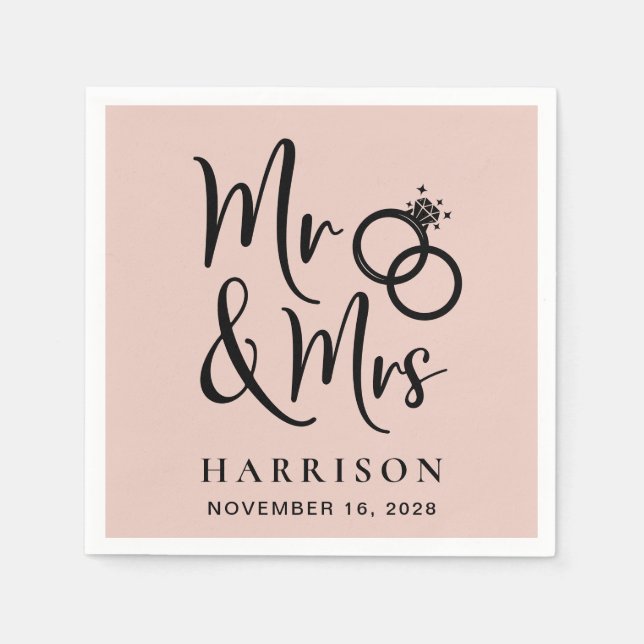 Frau Blush Pink Wedding Serviette (Vorderseite)