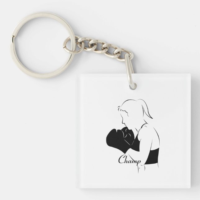 Frau Boxer Champ Schlüsselanhänger (Vorderseite)