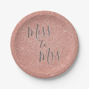 Frau Brautparty Party Rose Gold Glitzer Pappteller