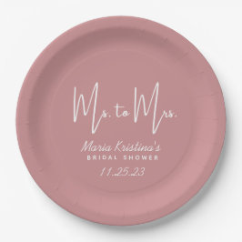Frau Brautparty Puce Pink Calligraphy Pappteller