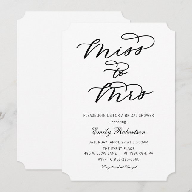 Frau Brautparty Shower Einladung (Vorne/Hinten)