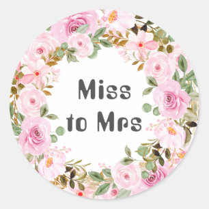 Frau Brautparty Watercolor Pink Flora Runder Aufkleber