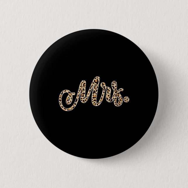 Frau Bride Groom Frau Leopard Print Wedding Match Button (Vorderseite)