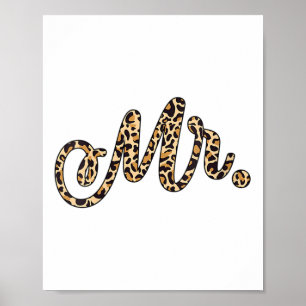 Frau Bride Groom Herr Leopard Print Wedding Matchi Poster