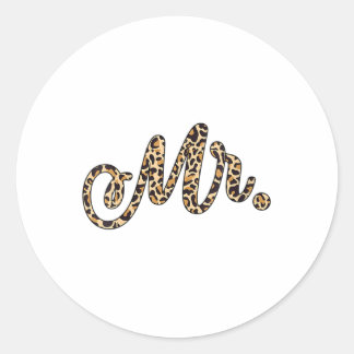 Frau Bride Groom Herr Leopard Print Wedding Matchi Runder Aufkleber