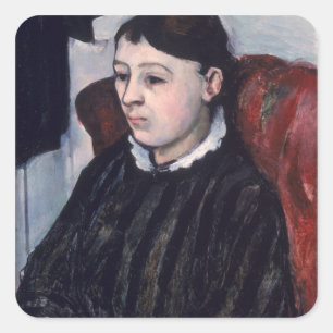 Frau Cezanne, c.1883-85 (Öl auf Leinwand) Quadratischer Aufkleber