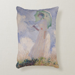 Frau Claudes Monet mit dem Sonnenschirm gedreht Dekokissen